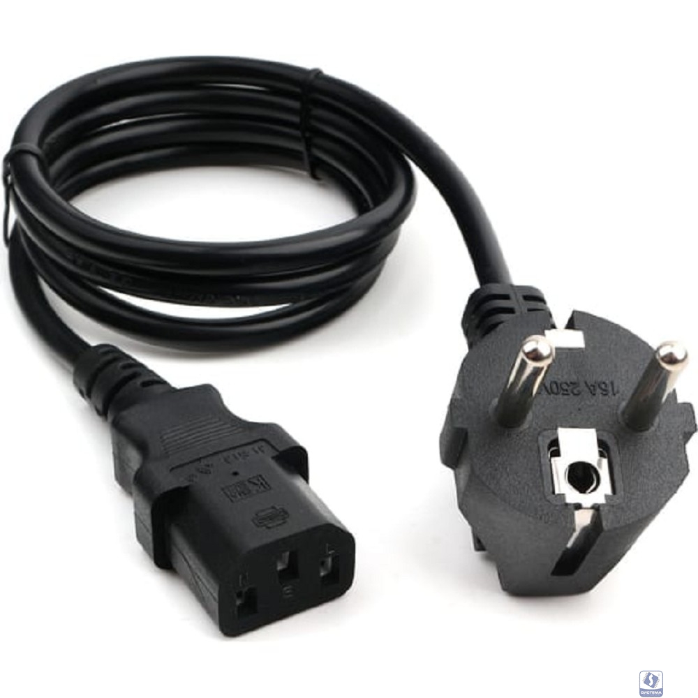 Кабель питания Cablexpert Schuko-C13, 3х0.5мм2, 6А, с заземлением, 1м, черный, пакет (PC-186-1M)