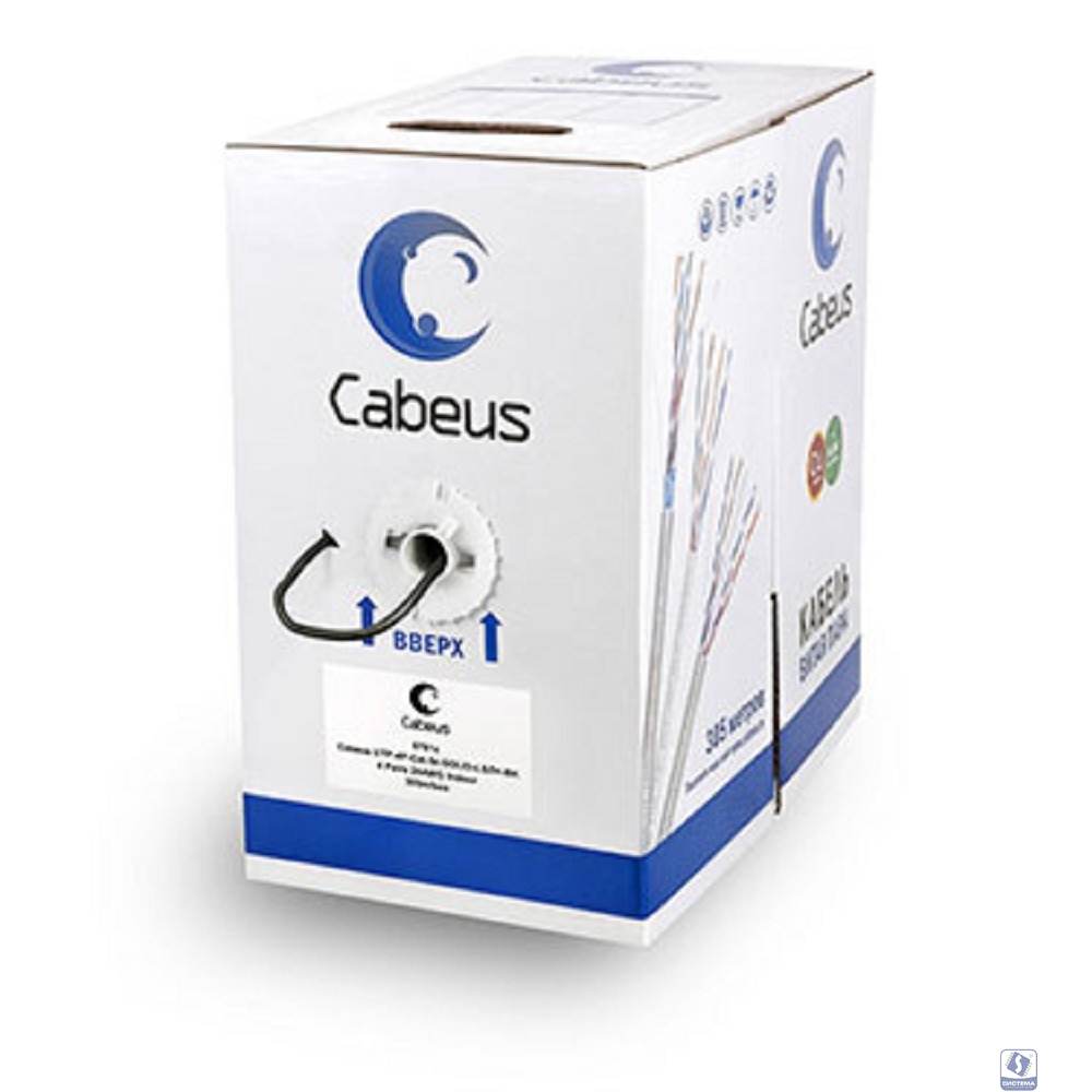 Cabeus UTP-4P-Cat.5e-SOLID-LSZH-BK Кабель витая пара UTP (U/UTP), категория 5e, 4 пары (24 AWG), одножильный, черный, LSZH, нг(А)-HF, (305 м), системная гарантия 25 лет.