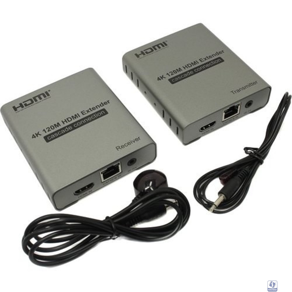 ORIENT VE048, HDMI 4K extender (Tx+Rx), активный удлинитель до 120 м по одной витой паре, HDMI 1.4b, 4K@30Hz/ 1080p@60Hz/3D, HDCP, передача ИК сигнала управления (датчики IR-TX/Rx в комплекте) (30932)
