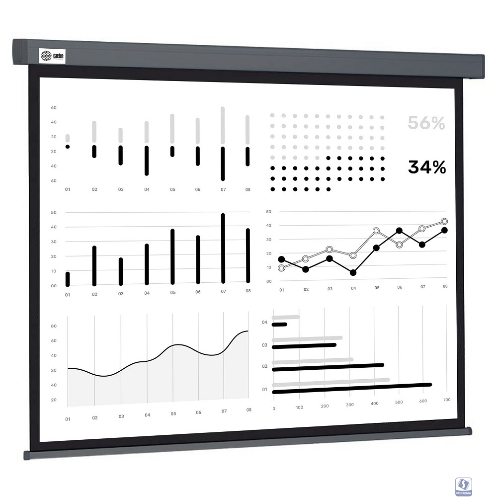 Экран Cactus Wallscreen CS-PSW-180X180-SG,  180х180 см, 1:1,  настенно-потолочный серый