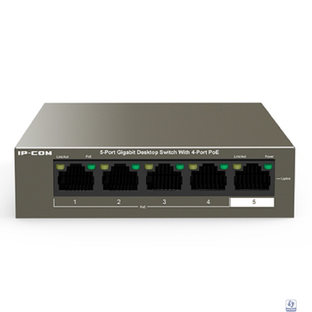 IP-COM G1105P-4-63W Коммутатор PoE неуправляемый 5-Ports 10/100/1000 Base-T / 4-Ports PoE (PoE бюджет 58W)