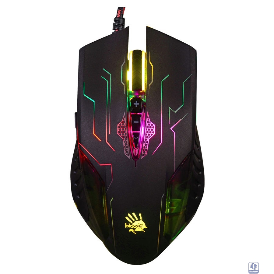 Мышь A4Tech Bloody Q51 черный/рисунок оптическая (6200dpi) USB (8but)