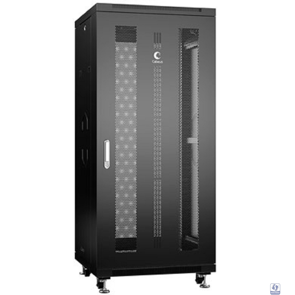Cabeus ND-05C-27U60/100-BK Шкаф монтажный телекоммуникационный 19" напольный для распределительного и серверного оборудования 27U 600x1000x1388mm (ШхГхВ) передняя и задняя перфорированные двери, ручка