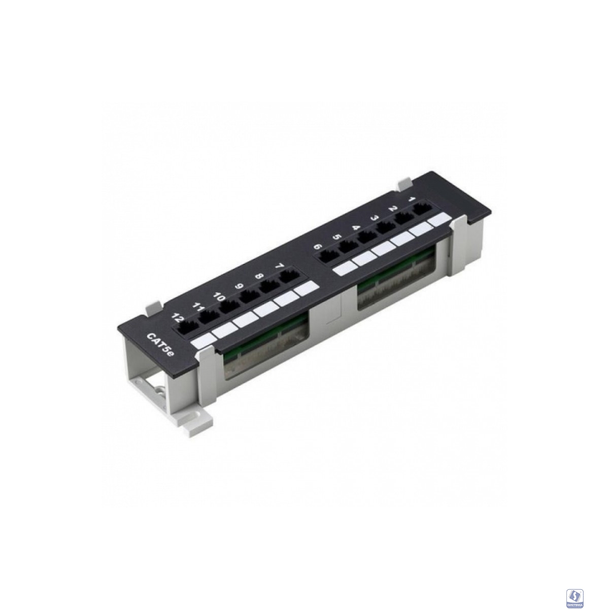 Настенная патч-панель NEOMAX [NM-PP-WM12P-UC5E-D-111-BK] 12 портов, кат.5E, UTP, Dual IDC, цвет черный