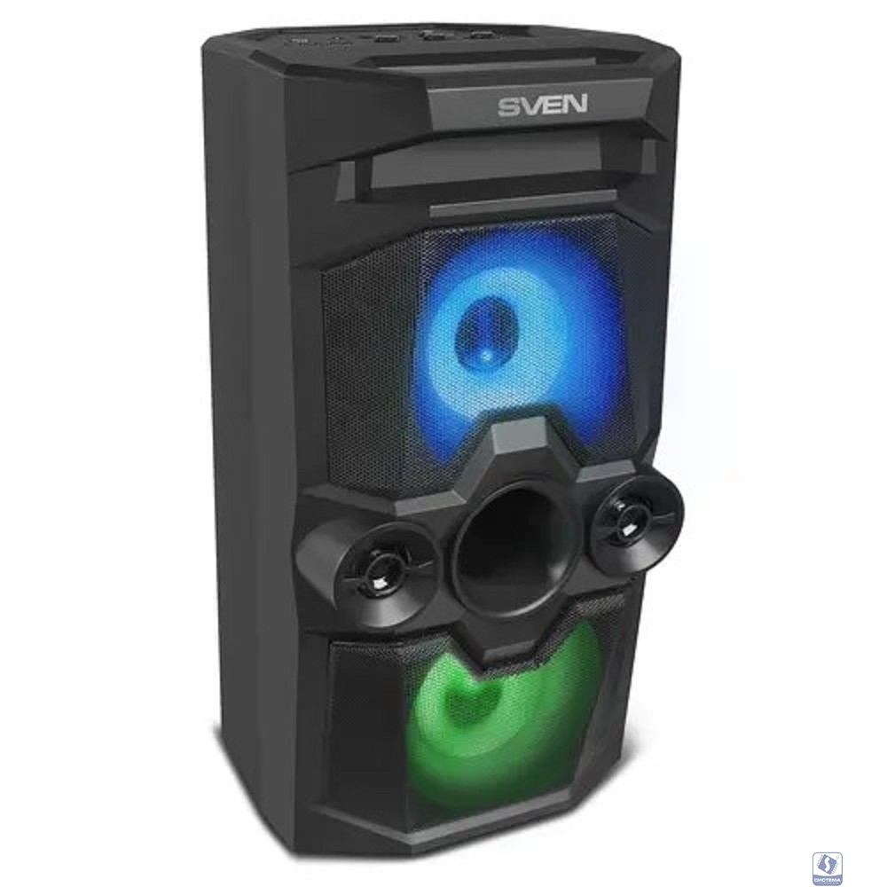Повреждение упаковки Портативная акустика 2.0 Sven PS-650 SV-018450 черная, 50Вт, FM-тюнер, USB, microSD, Bluetooth, LED-дисплей, 2х4000мА*ч