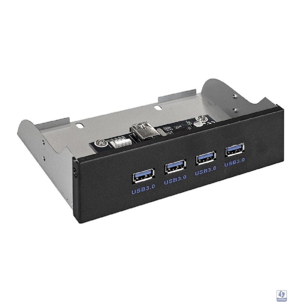 Exegate EX289290RUS Планка USB на переднюю панель ExeGate U5H-625, 5,25", 4*USB3.0, черная, металл, подсоед. к MB