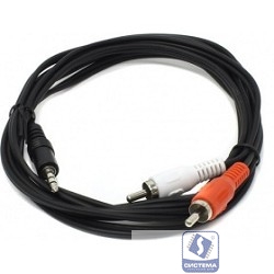 Telecom Кабель соединительный (TAV7183-1.5M) 3.5 Jack (M) - 2xRCA (M), стерео, аудио,  1.5м [6926123462942]