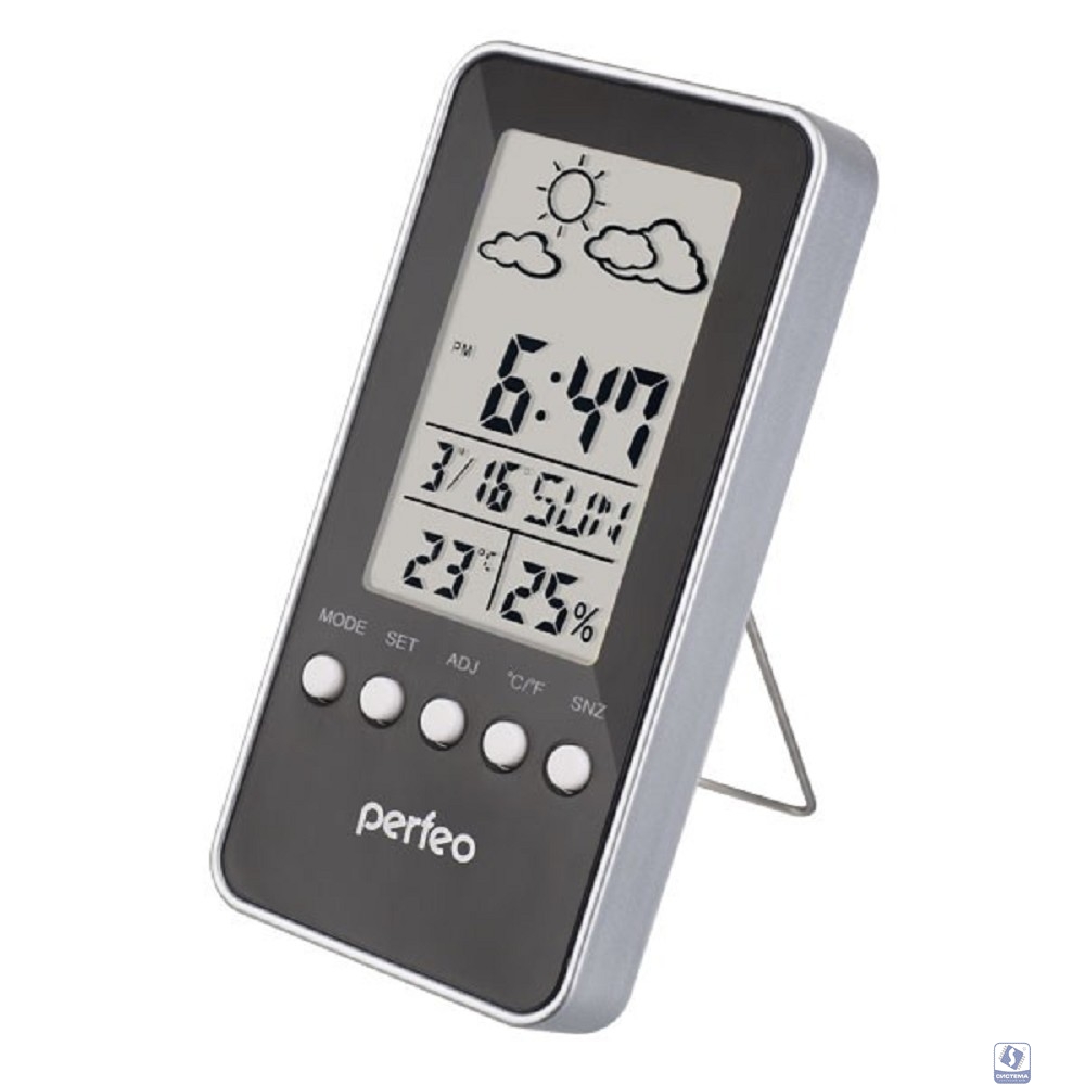 Perfeo Часы-метеостанция "Window", чёрный, (PF-S002A) время, температура, влажность, дата