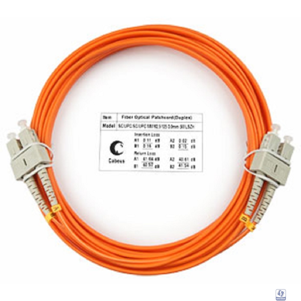 Cabeus FOP-62-SC-SC-5m Шнур оптический duplex SC-SC 62,5/125 mm 5м LSZH