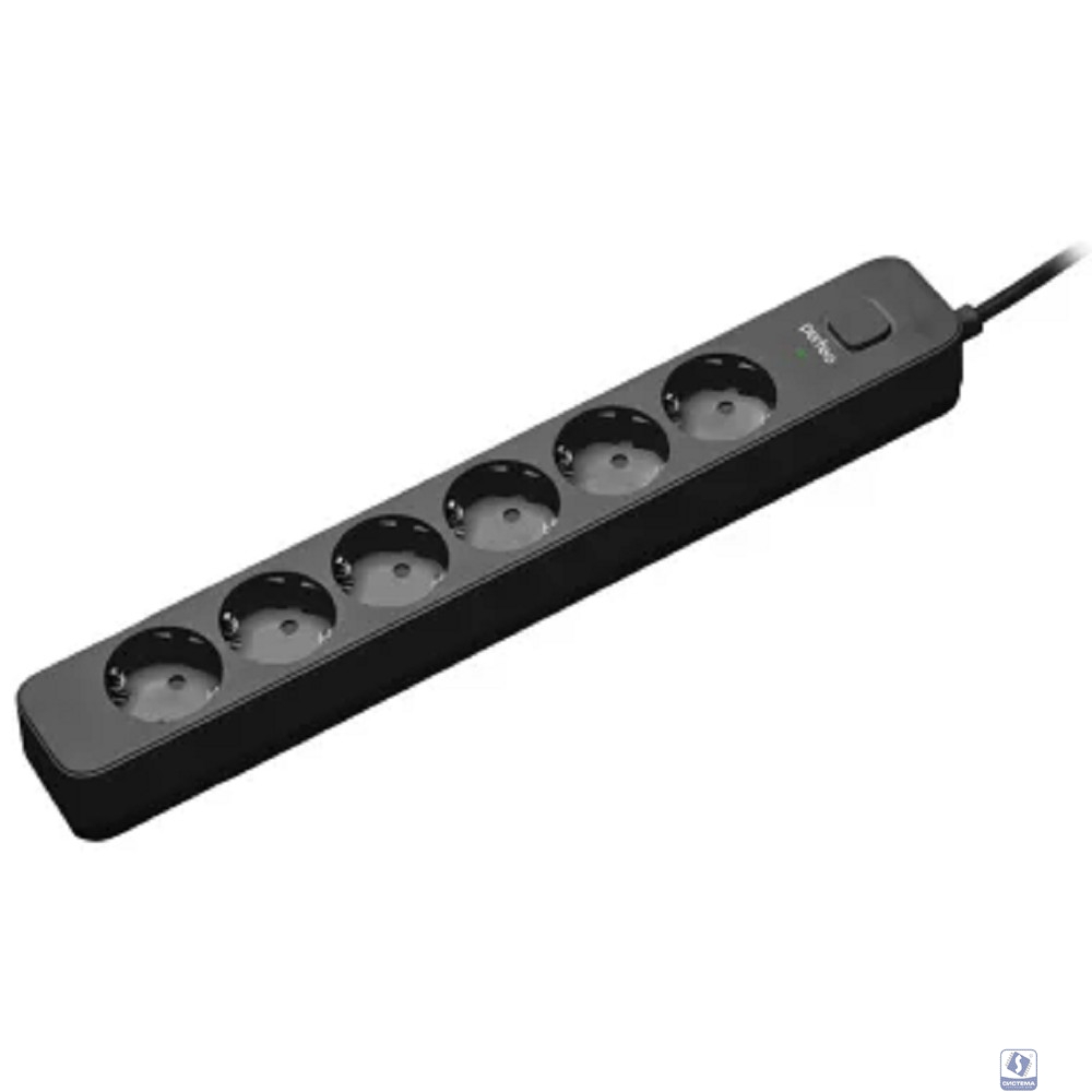 Perfeo сетевой фильтр "POWER STREAM", 2500W, 1,5м, 6 розеток, черный
