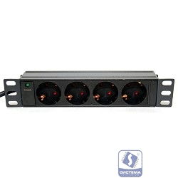 5bites PDU410A-10 Блок розеток  4S / AL / 1U / 10" / 2M*3G*1.5MM2 / VDE