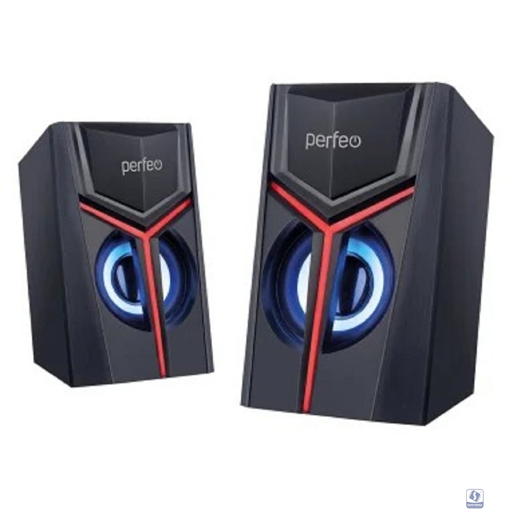 Perfeo колонки "TRIAL", 2.0, мощность 2х3 Вт, USB, чёрн, Game Design, LED подсветка