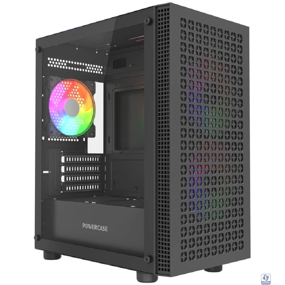 Powercase Mistral Micro EM18, Tempered Glass, 2x140mm + 1x120mm ARGB PWM fan, чёрный, mATX  (CMMEM18B-A3)