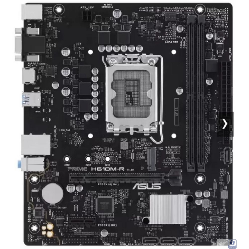 ASUS PRIME H610M-R-SI (Socket 1700, mATX, 2xDDR5(96GB), DP/VGA/HDMI, 1xPCIe 4.0x16/1xPCIe 3.0, 1xLAN, 4xSATA 6Gb/s, 1xM.2, 2xUSB 3.2, 2xUSB 2.0, 2xPS/2)