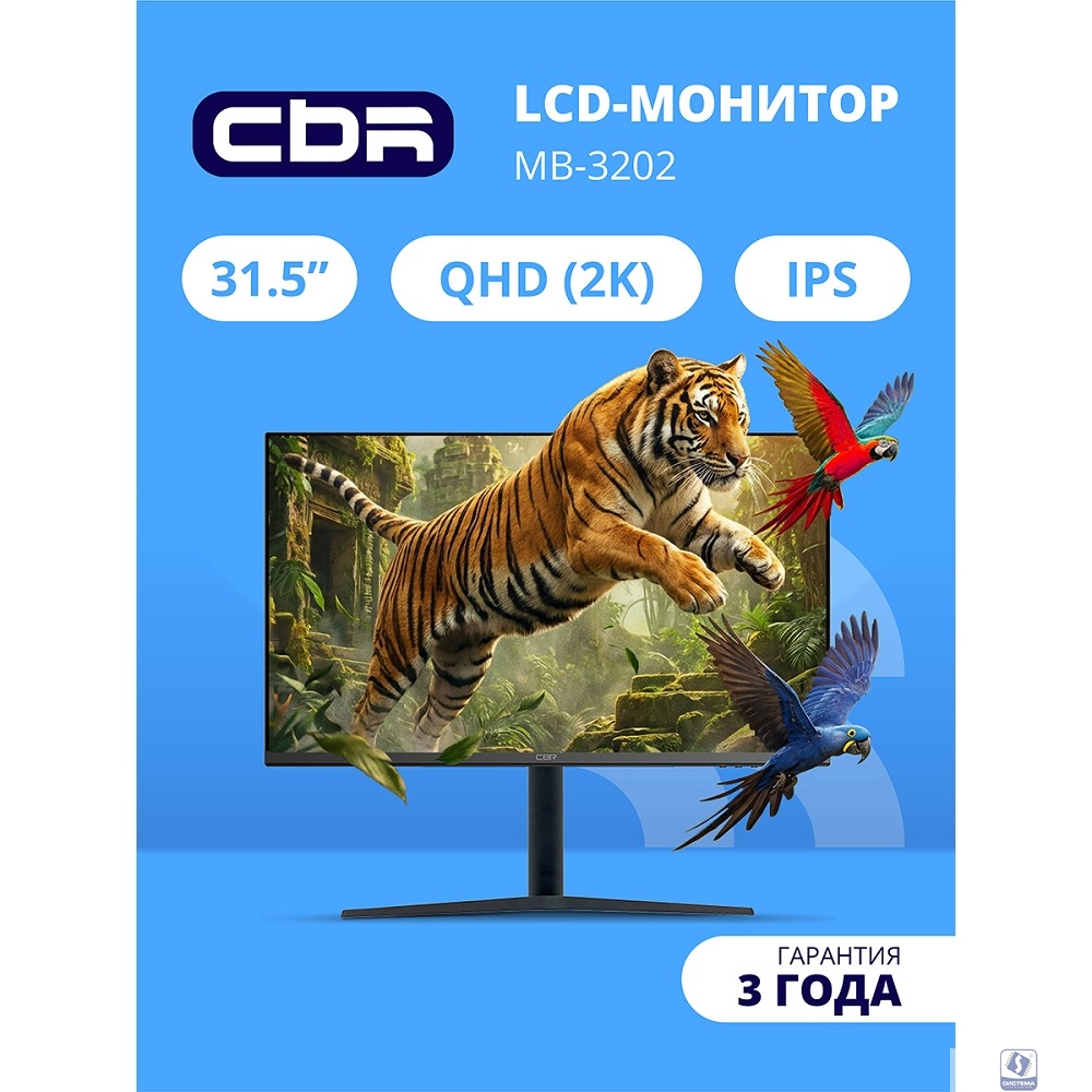 CBR LCD Монитор 31.5" MB-3202, IPS, QHD 2K 2560x1440, 100Гц, 5мс, 300Кд/м2, Динамики 2*3W, HAS, Pivot, 1*DP/1*HDMI/1*Type-C, черный, кабели HDMI/DP/Type-C [LCD-MB3202-OPC]