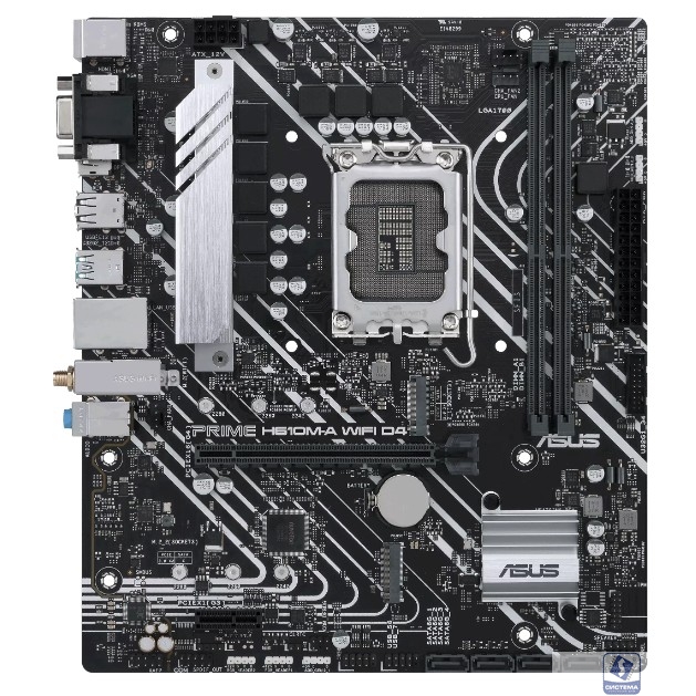 ASUS PRIME H610M-A WIFI D4 (Socket 1700, mATX, 2xDDR4(64GB), VGA/HDMI/DP, 1xPCIe 4.0x16/1xPCIe 3.0, 1xLAN, Wi-Fi, BT, 4xSATA 6Gb/s, 2xM.2, 2xUSB 3.2, 4xUSB 2.0, 2xPS/2)