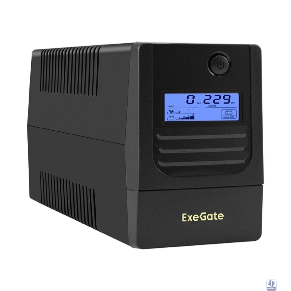 Exegate EX299507RUS ИБП ExeGate Smart LB-1000.LCD.AVR.2SH.USB (1000VA/650W, LCD, AVR, 2*Schuko, USB, батарея 12V 9Ah, Black)