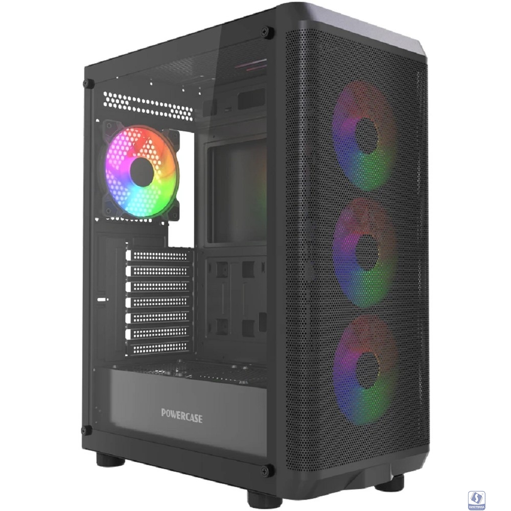 Powercase Mistral EA22, Tempered Glass, 4x 120mm FRGB Fan, чёрный, ATX  (CMAEA22-L4)