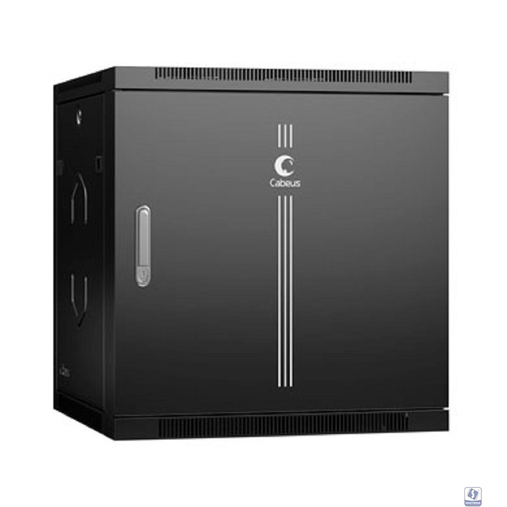 Cabeus SH-05F-12U60/45m-R-BK Шкаф телекоммуникационный настенный разобранный 19" 12U 600x450x635mm (ШхГхВ) дверь металл, цвет черный (RAL 9004)