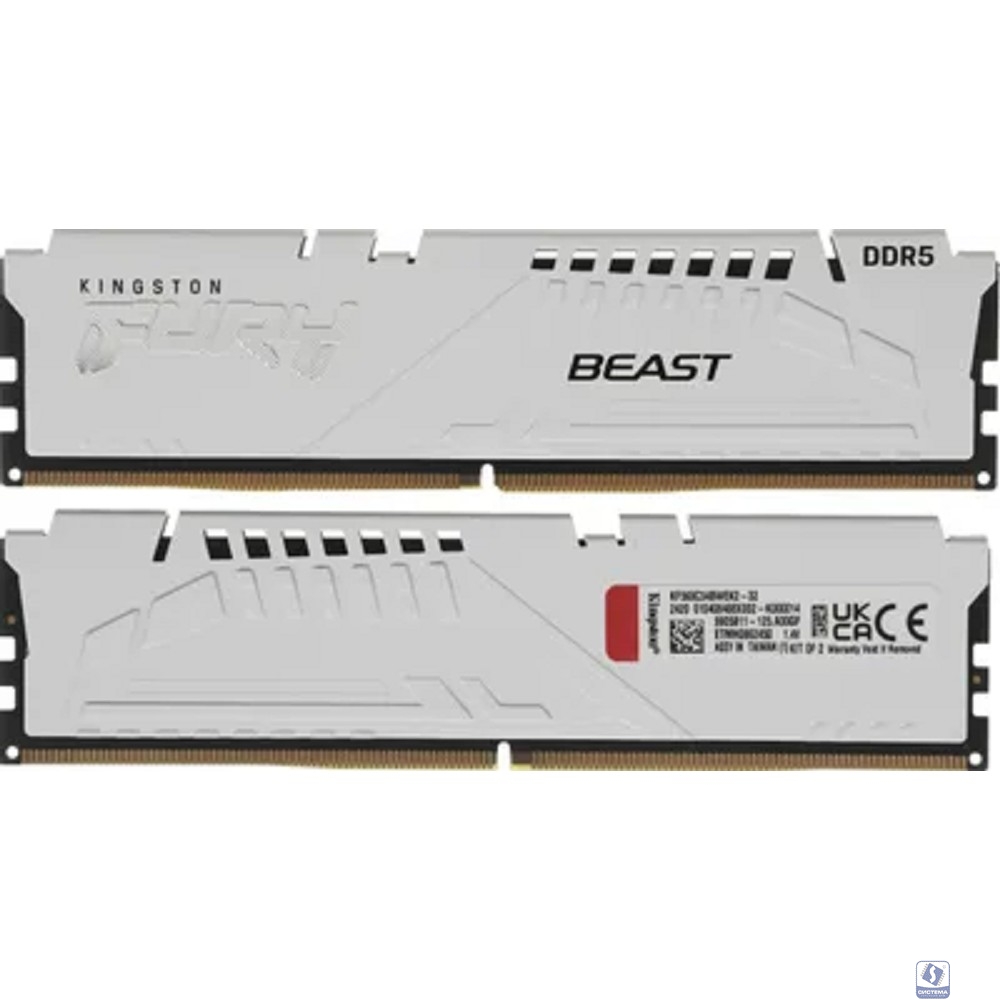 Kingston DDR5 DIMM 2x16GB 6800MHz KF568C34BWEK2-32 Fury Beast RTL Gaming PC5-54400 CL34 288-pin 1.4В kit dual rank с радиатором Ret