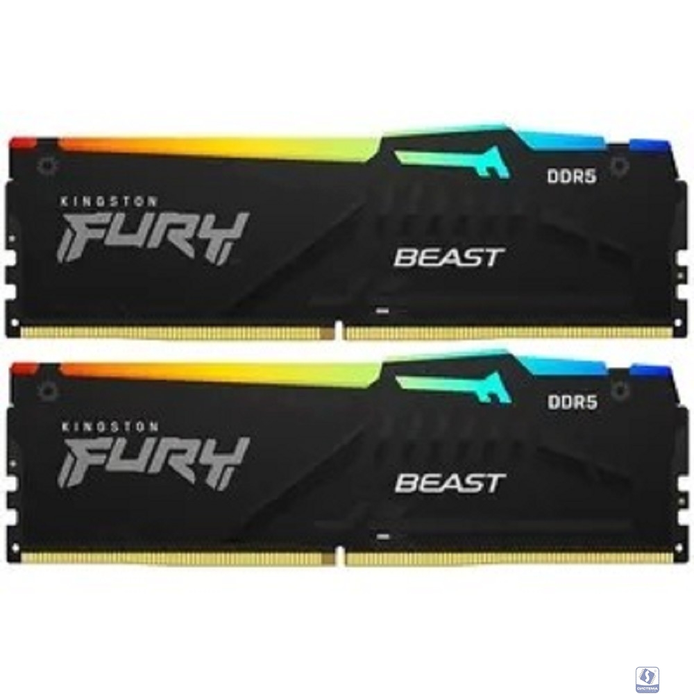 Kingston DDR5 DIMM 64GB 5200MT/s CL40 (Kit of 2) FURY Beast RGB KF552C40BBAK2-64