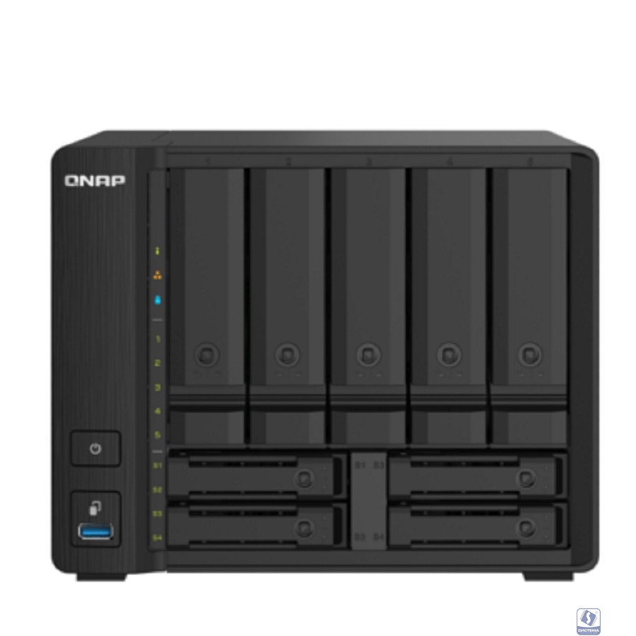 Сетевое хранилище без дисков/ SMB QNAP TS-932PX-4G 9-Bay NAS, 5 x 3.5" and 4 x 2.5" drive slots, Alpine AL324 ARM quad-core 1.7GHz, 4 GB DDR4 (1x 4 GB) up to 16 GB (1 x 16 GB), 2 x 10GbE  SFP+, 2 x 2.
