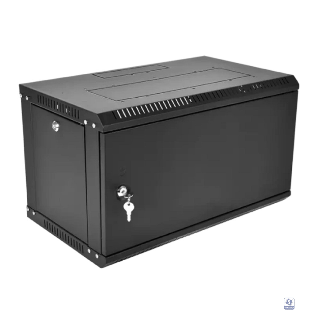 ЦМО Шкаф телекоммуникационный настенный разборный ЭКОНОМ 6U (600 x 650) дверь металл, цвет черный (ШРН-Э-6.650.1-9005)