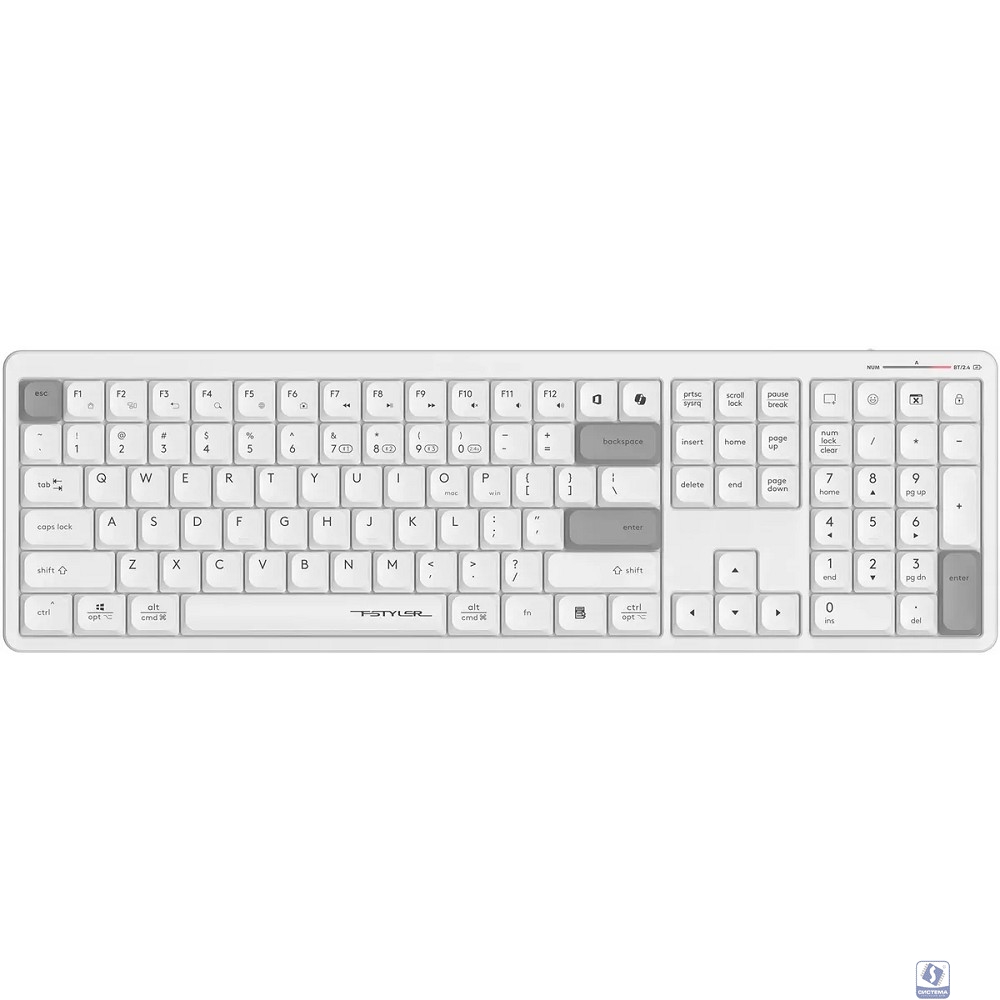 Клавиатура беспроводная A4Tech Fstyler FBX55C white (USB, BT/Radio, slim, Multimedia) (FBX55C)