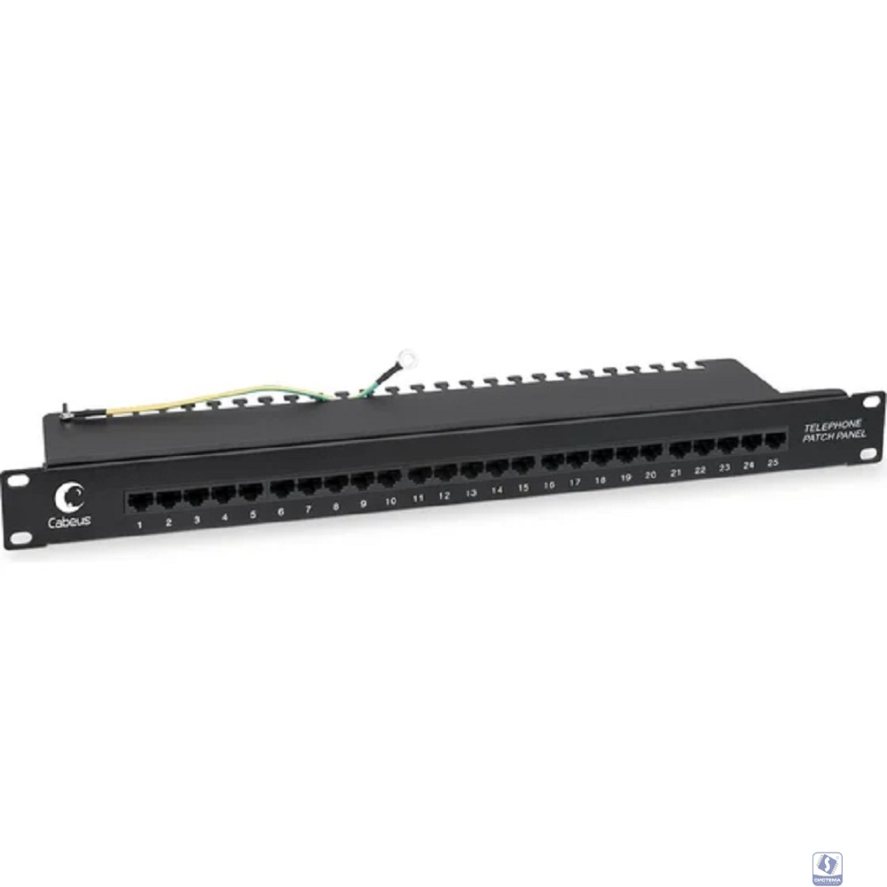 Cabeus PL-25-TEL-Dual IDC Патч-панель 19" (1U), 25 портов RJ-45, Dual IDC (телефонная раскладка)