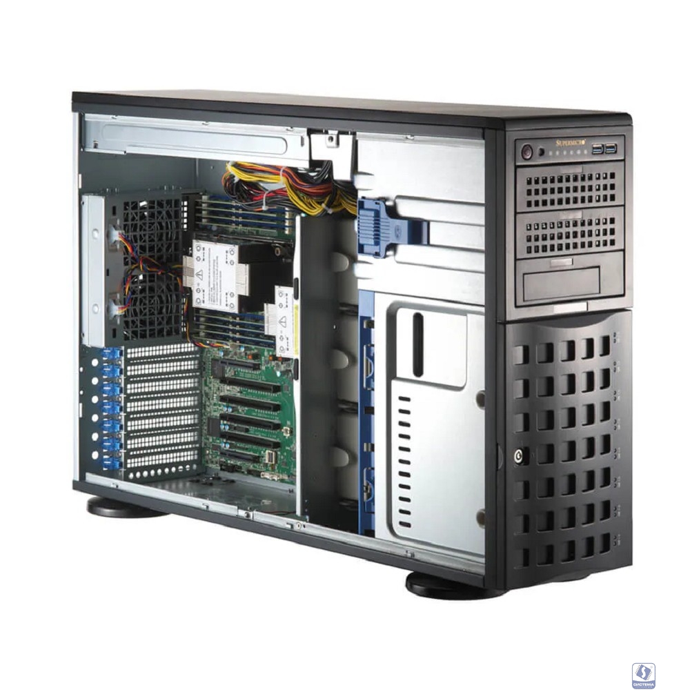 Supermicro SYS-741P-TRT Серверная платформа (X13DEI-T, CSE-745BTS-R1K23BP) (2 x LGA-4677, 16xDDR5 Up to 4TB, 8x3.5" SATA3/SAS/4*NVME, Optional DVD-ROM drive, 2 M.2 NVMe, 4 PCIe 5.0 x16 fh, 2 PCIe 5.