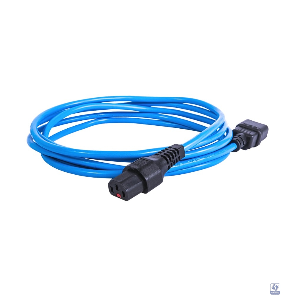 REM Шнур питания с фиксатором IEC 60320 C13/IEC 60320 C14, 10 А / 250 В (3 * 1,0), длина 3 м, синий R-10-Cord-C13-C14-3-Blue