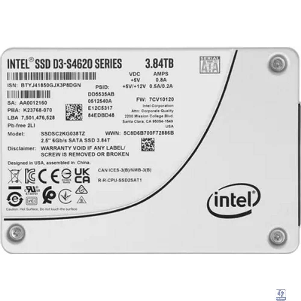 Накопитель SSD INTEL D3-S4620 3.8Tb 2.5" SATA-III SSDSC2KG038TZ01(1Z) SOLIDIGM