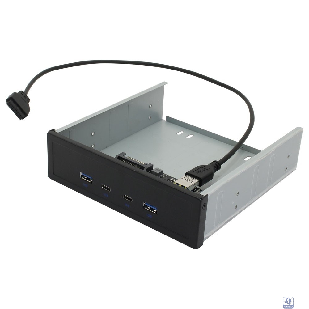 ORIENT C192, Планка портов 5.25" на переднюю панель 2xUSB Type-C + 2xUSB 3.0 (USB3.2 Gen1), 20Pin кабель 50см, металл, oem (31349)