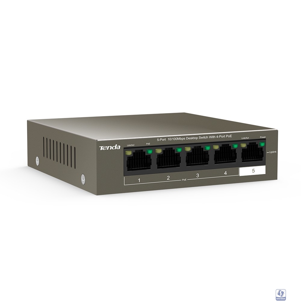 TENDA TEF1105P-4-63W Коммутатор настольный 5-Ports 10/100 Base-TX 4-Ports PoE(PoE бюджет 58W)