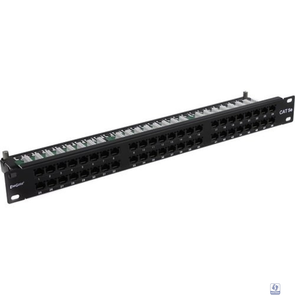 Exegate EX281081RUS Патч-панель UTP 19" 48 port кат.5e ExeGate  разъём KRONE&110 (dual IDC), 1U, RoHS, цвет черный