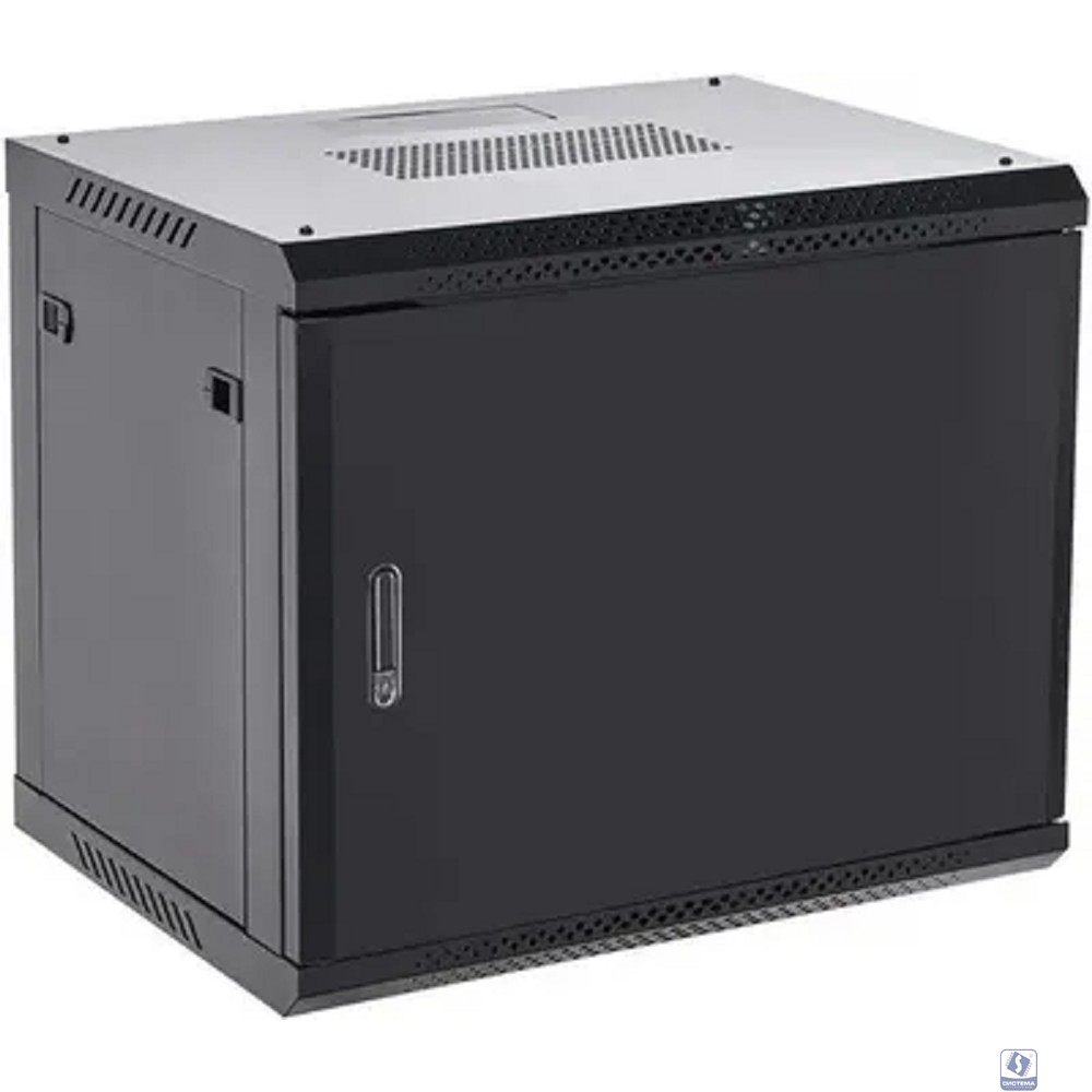 Rexant (04-0966-122) Настенный телекоммуникационный шкаф 19" 9U 600?600мм, дверь металл, с задней стенкой, разборный, черный (RAL 9005)