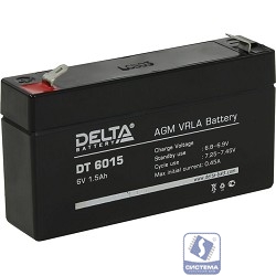 Delta DT 6015 (1,5 А\ч, 6В) свинцово- кислотный аккумулятор  
