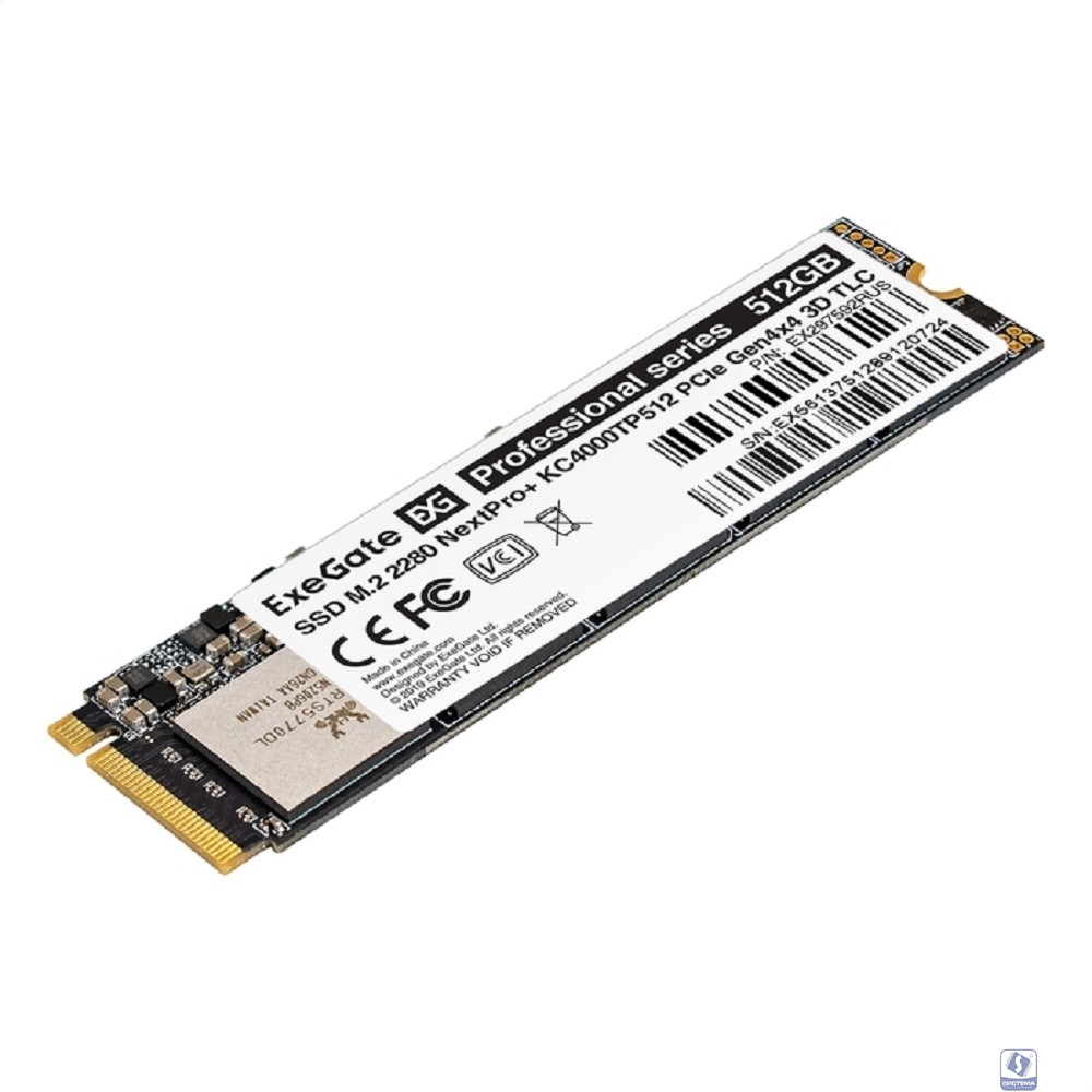 Exegate SSD M.2 2280 512GB ExeGate NextPro+ KC4000TP512 (PCIe Gen4x4, NVMe, 22x80mm, 3D TLC) EX297592RUS