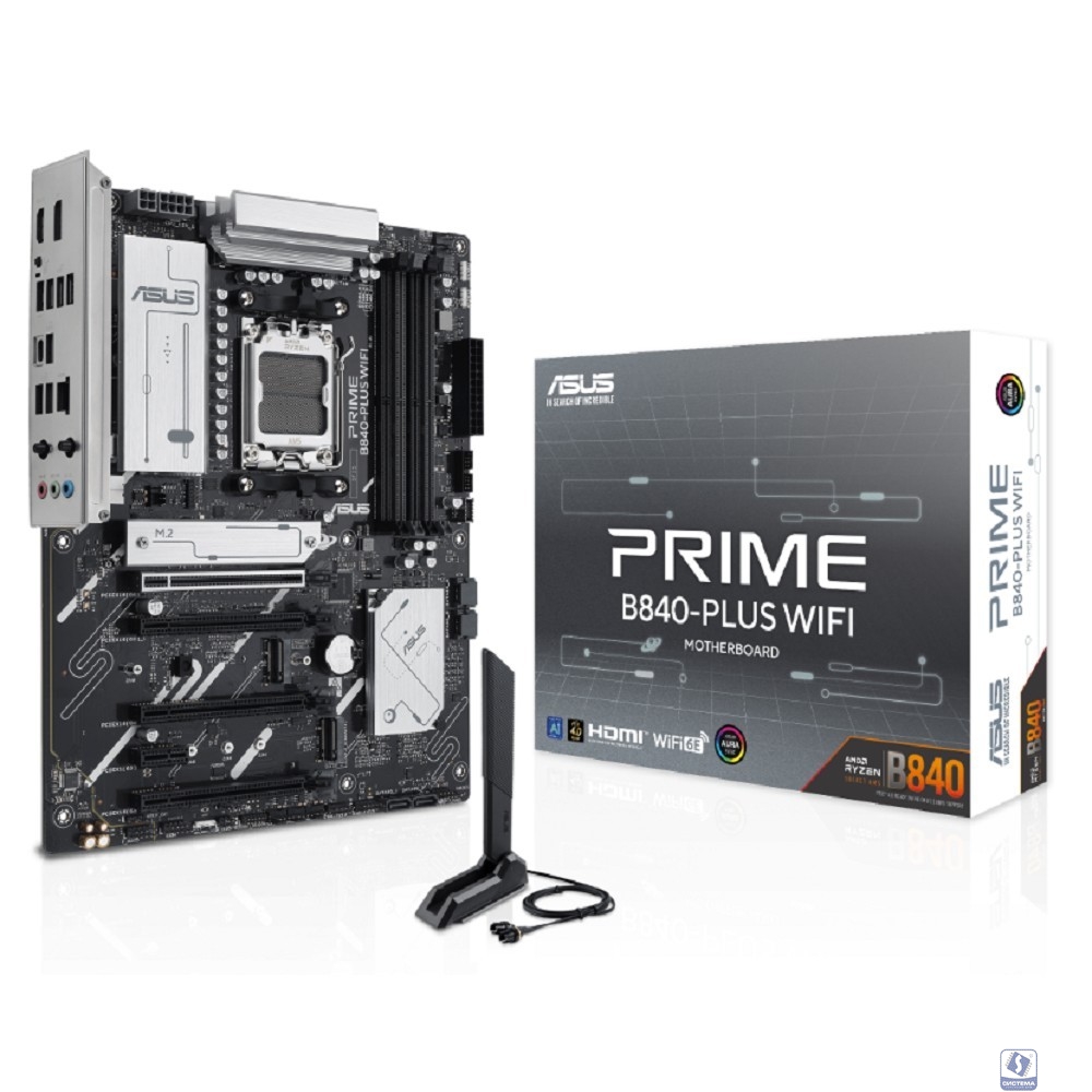 ASUS PRIME B840-PLUS WIFI (Socket AM5, ATX, 4xDDR5(192GB), DP/HDMI 2.1, 1xPCIe 4.0x16/3xPCIe 3.0x16, 1xLAN (2.5GbE), Wi-Fi, BT, 4xSATA 6Gb/s, 3xM.2, 1xType-C, 3xUSB 3.2, 4xUSB 2.0)