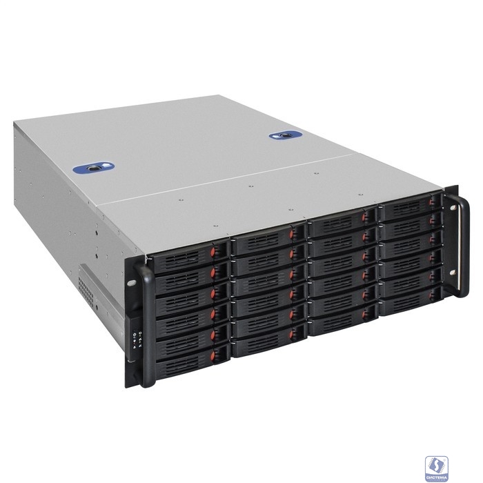 Exegate EX293580RUS Серверный корпус ExeGate Pro 4U660-HS24 <RM 19", высота 4U, глубина 660, БП 900ADS, 24xHotSwap, USB>
