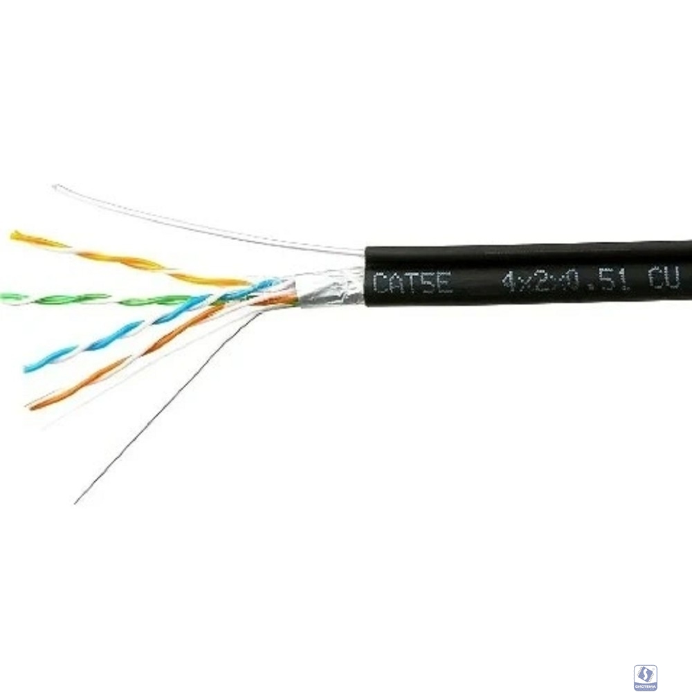 Cablexpert FPC-5051E-4-CU-OUTR Кабель Cablexpert (RU) FTP outdoor 4x2x0.51 на тросу, медный, кат.5e, однож., 305м, box, черный