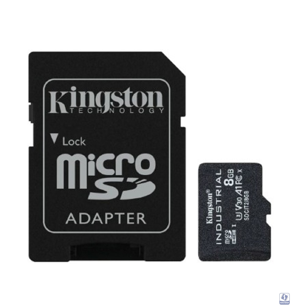Промышленная карта памяти Micro SecureDigital 8Gb Kingston Class10  [SDCIT2/8GB] Industrial Temperature Class UHS-I с адаптером