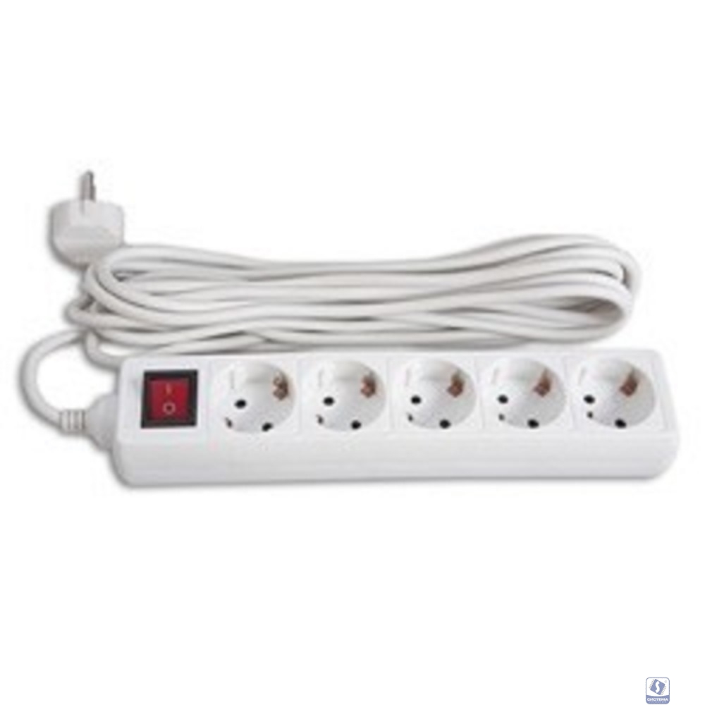 BURO Сетевой удлинитель 5 розеток, 3 метра, (BU-PS5.3/W), белый (пакет ПЭ) 