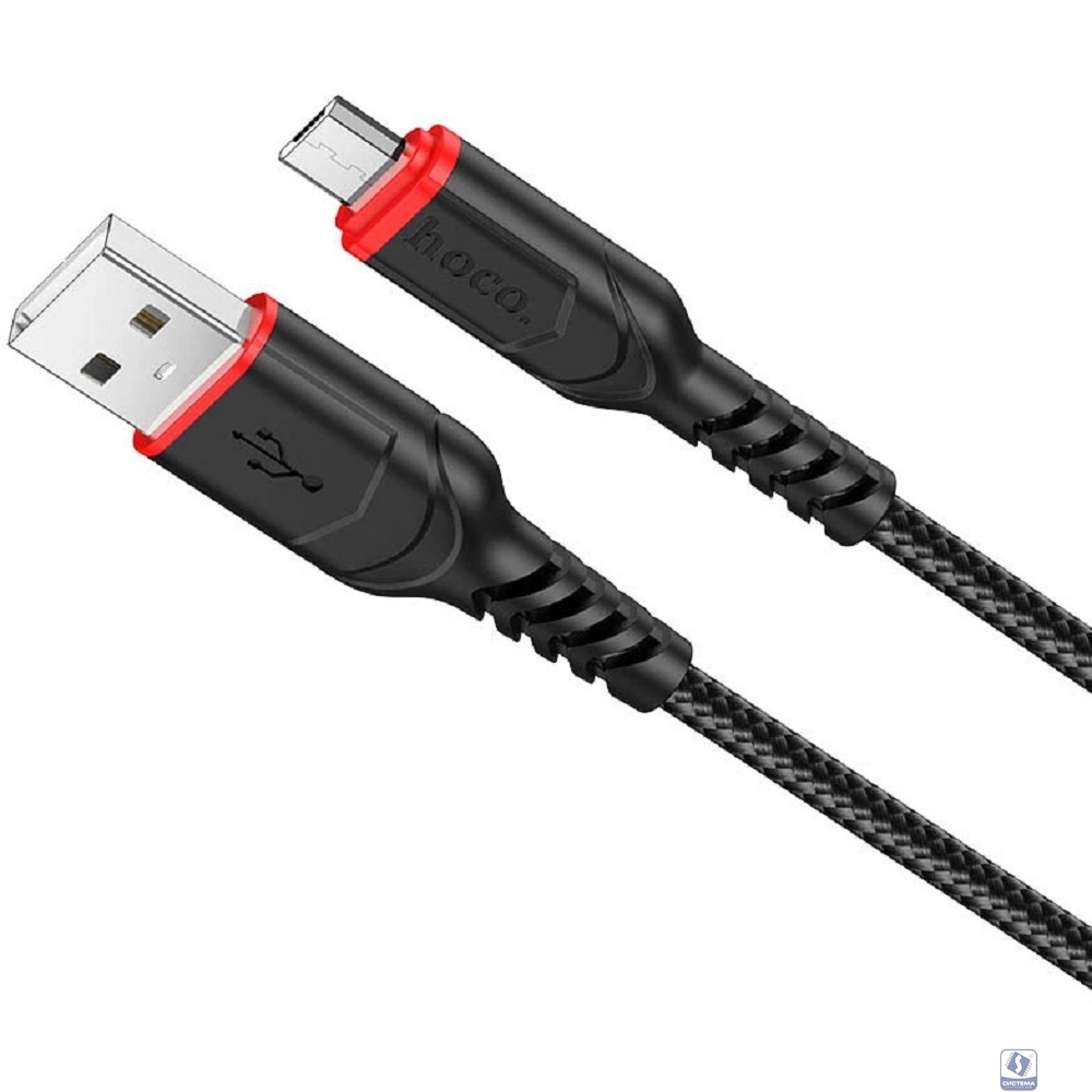 HOCO X59/ USB кабель Micro/ 2m/ 2.4A/ Нейлон/ Black