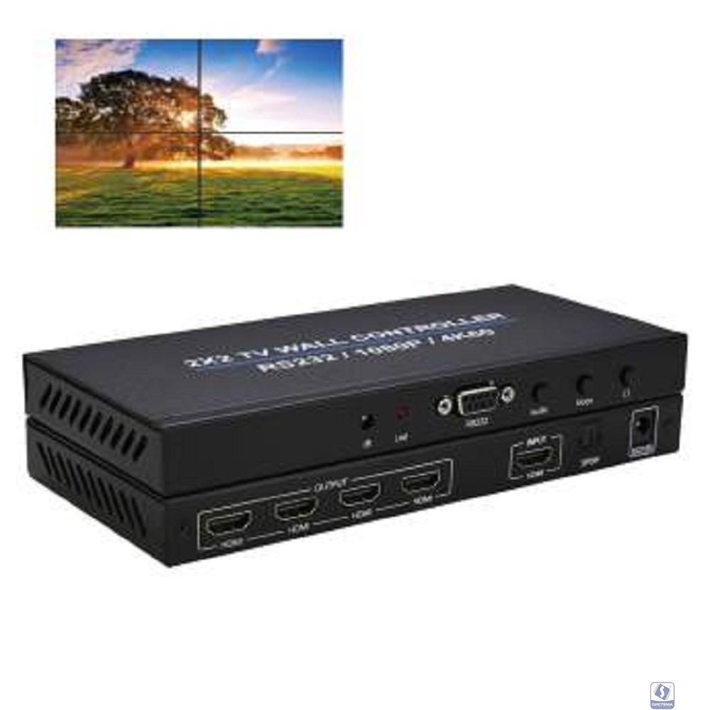 ORIENT HSP2X2WAH-2.0 Контроллер видеостены 2x2, 1 вход/4 выхода, HDMI 2.0, RS232, IR (33283)