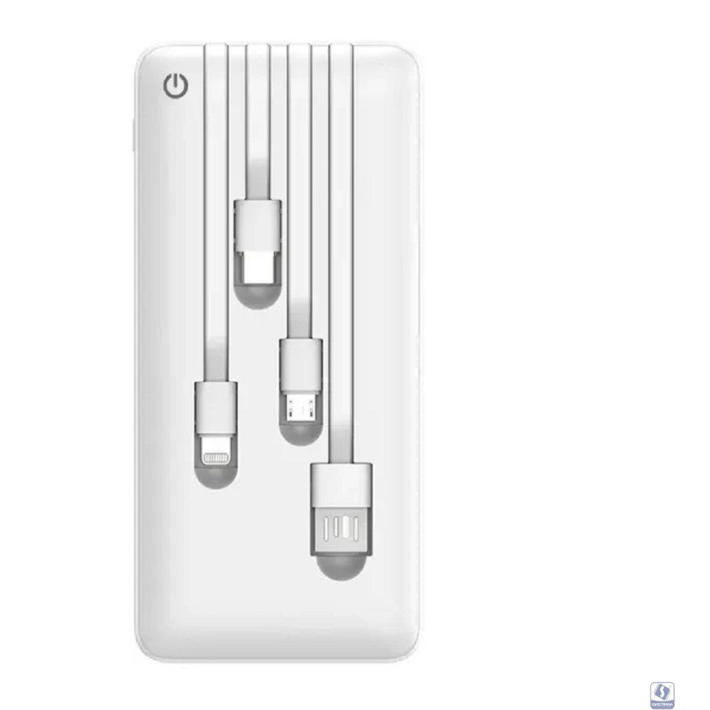 Perfeo Powerbank ABSOLUTE 10000mah In Micro usb,USB /Out USB,Micro usb,Type-C,Lightning, 2.1А/ White (PF_B4879)