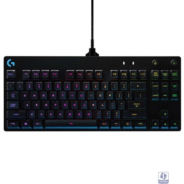 920-009393 Logitech Клавиатура Gaming Pro механическая черный USB оригинальная заводская гравировка RU/LAT