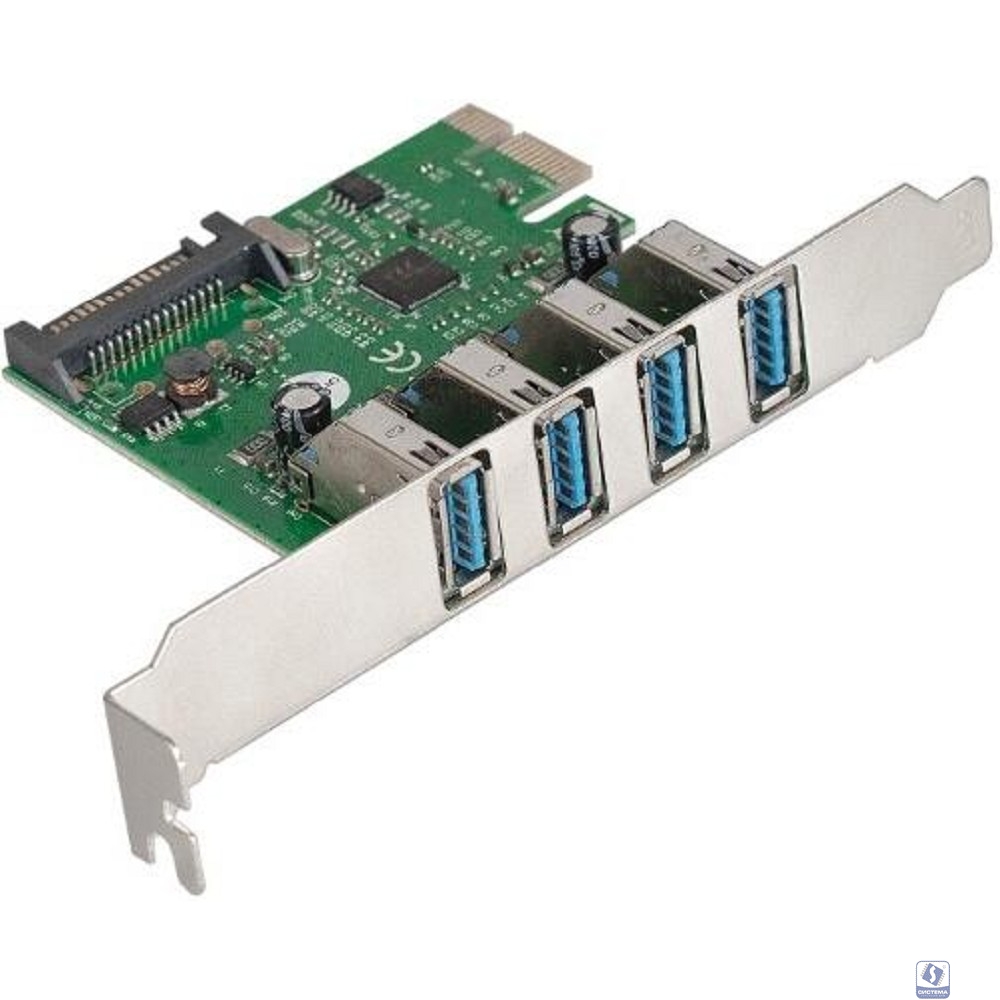 Exegate EX283716RUS Контроллер EXE-314 PCI-E 2.0, 4*USB3.0 ext, разъем доп.питания (OEM)