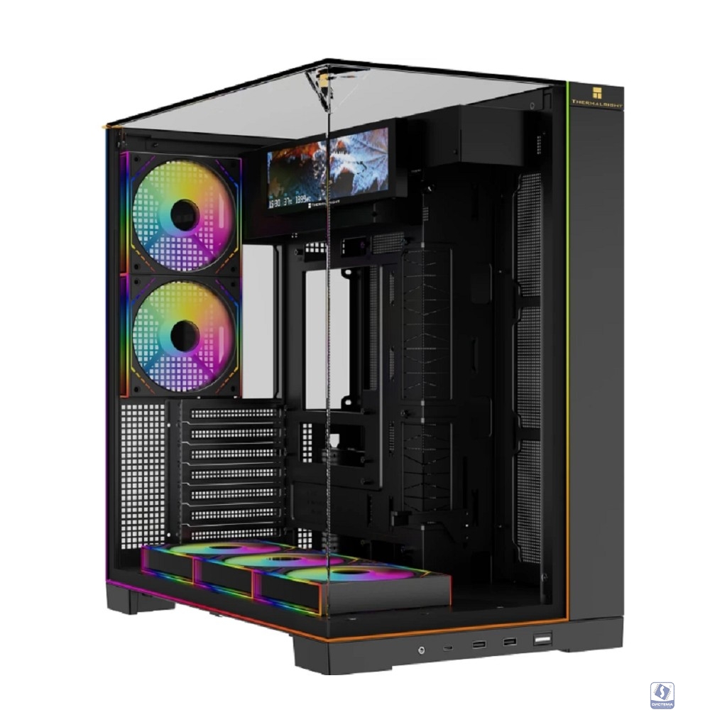 Thermalright Корпус TR-A70 Vision FAN5-M / Black / TG / 5x120mm ARGB PWM Fans / ARGB Strip / 9.16'' LCD screen / USB TYPE-C / ATX  / TRA70VF5MB