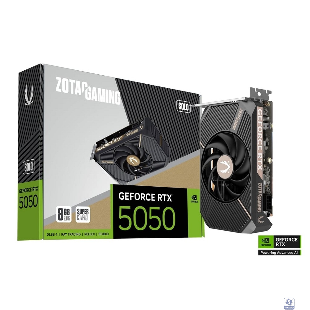 Видеокарта ZOTAC GAMING GeForce RTX 5050 SOLO 8Gb DDR6 128 bit 3*DP/HDMI  1*FAN (ZT-B50500G-10L) RTL